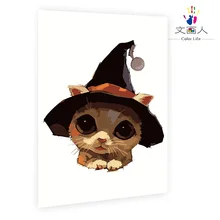 Рождество кошка животное картина по номерам с наборы на холсте Рисунок для раскрашивания по номерам узнать живопись для детей