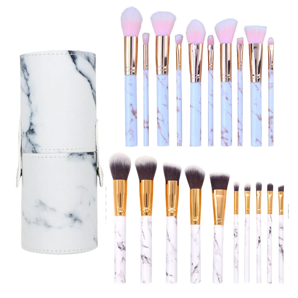 Professional Marble Makeup Brushes Sets 10pcs Soft Makeup Brush Holder