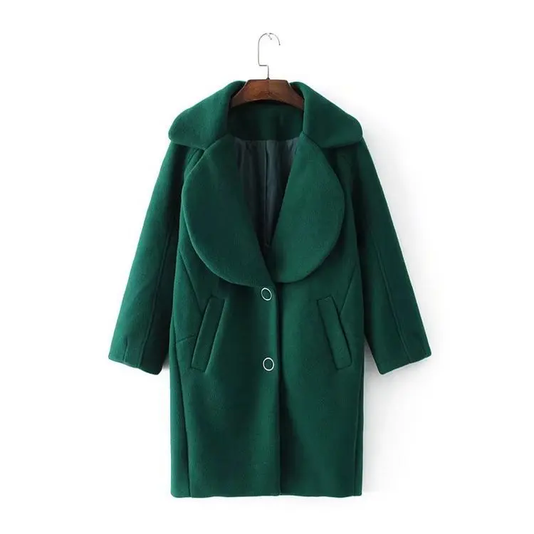 Rabattu Coréennes Nouveau rose À Longues Gris Veste Dames Manteau Solides Col Mode Douce Laine vert Mélangée Manches Pour Femmes Longue x1wBHrq01Z