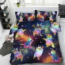 HD цифровой 3 шт в наборе Галактический Единорог кошки трогательные звезды 3d постельные принадлежности набор