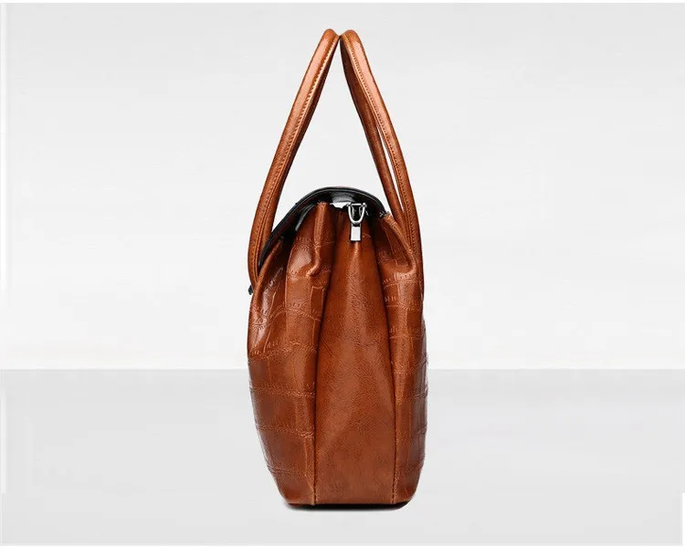 MJ Women Handbag Alligator PU Leather Shoulder Bag Female Large Capacity Top-Handle Bags Luxury PU Leather Tote Messenger Bag (26)