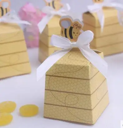 

Free Shipping 20pcs/lot Cute Little Bee Paper Candy Box for Baby Shower/Birthday Favors and Gifts Kids Party Decorative Supplies