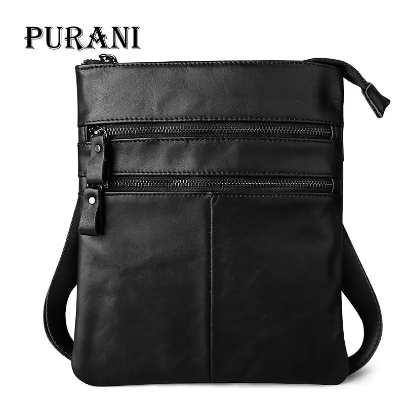 

PURANI Men Leather Messenger Bag Men's shoulder Bag Genuine Leather Men's Small Casual Flap Male Crossbody Bags For Men Satchels