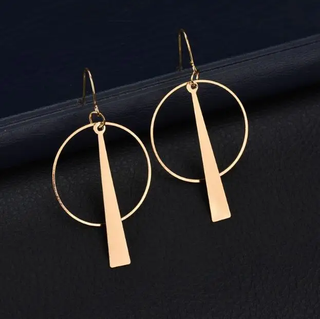 

ED 0472 Europe and the United States retro long geometric earrings creative tide simple circle earrings female jewelry accessori