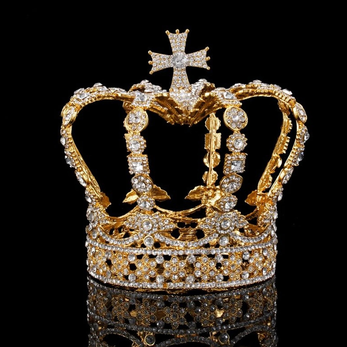 Male Croix Couronne Baroque Mariee Mariage Couronne Roi Royal Diademe Robe De Mariee Fete D Anniversaire Performance Accessoires Diademe Aliexpress