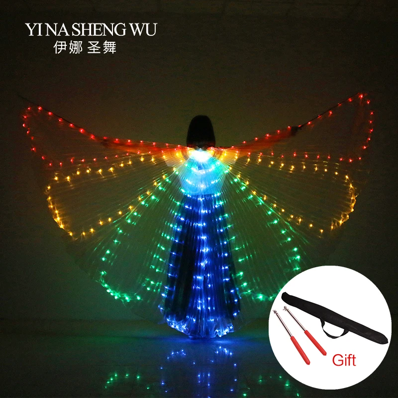 Belly Dance LED Wings Colorful Performance Costume Dance Accessories Girls LED Wings Costume LED Butterfly Wings With Stick Bag