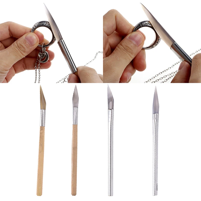

1Pcs Agate Burnisher Polishing Knife Edge With Bamboo Handle Jewelry Making Tools