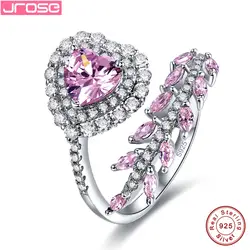 Jrose 2.14ct Fine Jewelry Для женщин сердце Стиль Розовый CZ 100% 925 Серебряное кольцо Обручение кольца прелести дамы утро подарки