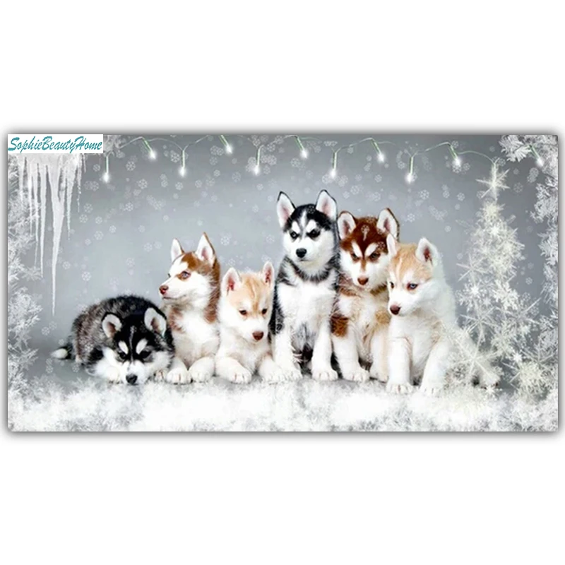 

Sophie beauty home diamond embroidery dog snow cross stitch 5D Diy diamond painting pattern mosaic crystal needle thread decorat