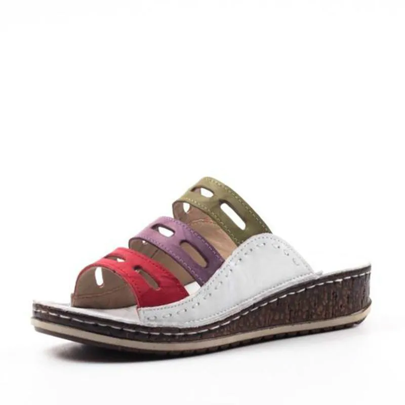 

2019 New Summer Women Slippers Rome Retro Casual Shoes Thick Bottom Wedge Open Toe Sandals Beach Slip on Slides Female