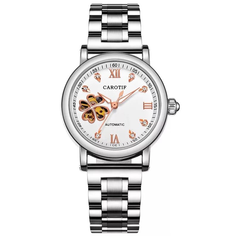 

2019 New Fashion Women Mechanical Watch Hollow Design Top Brand Luxury Full Steel Waterproof Female Automatic Clock Montre Femme