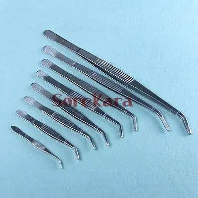 

18cm Stainless Steel Tweezer Curved Round Tip Chemistry Medical Tool Lab Use