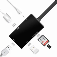 Тип-c концентратор+ зарядка USB 3,0 кард-ридер 4 k HDMI алюминиевый сплав свет дизайн usb-C конвертер