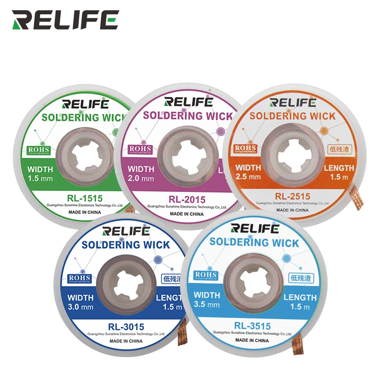 

BGA Desoldering wire Braid solder Wick RELIFE 1.5/2.0/2.5/3.0/3.5mm Soldering Accessory for Absorb excess solder