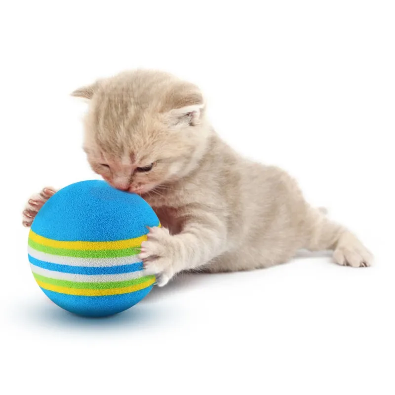 

1/5/10Pcs Rainbow Colorful 3.5cm Cat Toy Ball Interactive Kitten Play Chewing Rattle Scratch EVA Ball Training Pet Supplies