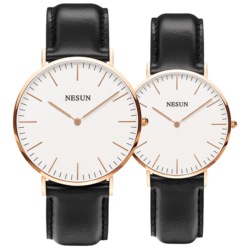 

Switzerland Nesun Watch Men & Women Luxury Brand Japan MIYOTA Quartz Movement Lover's Watches Genuine Leather clock N8801-LL1
