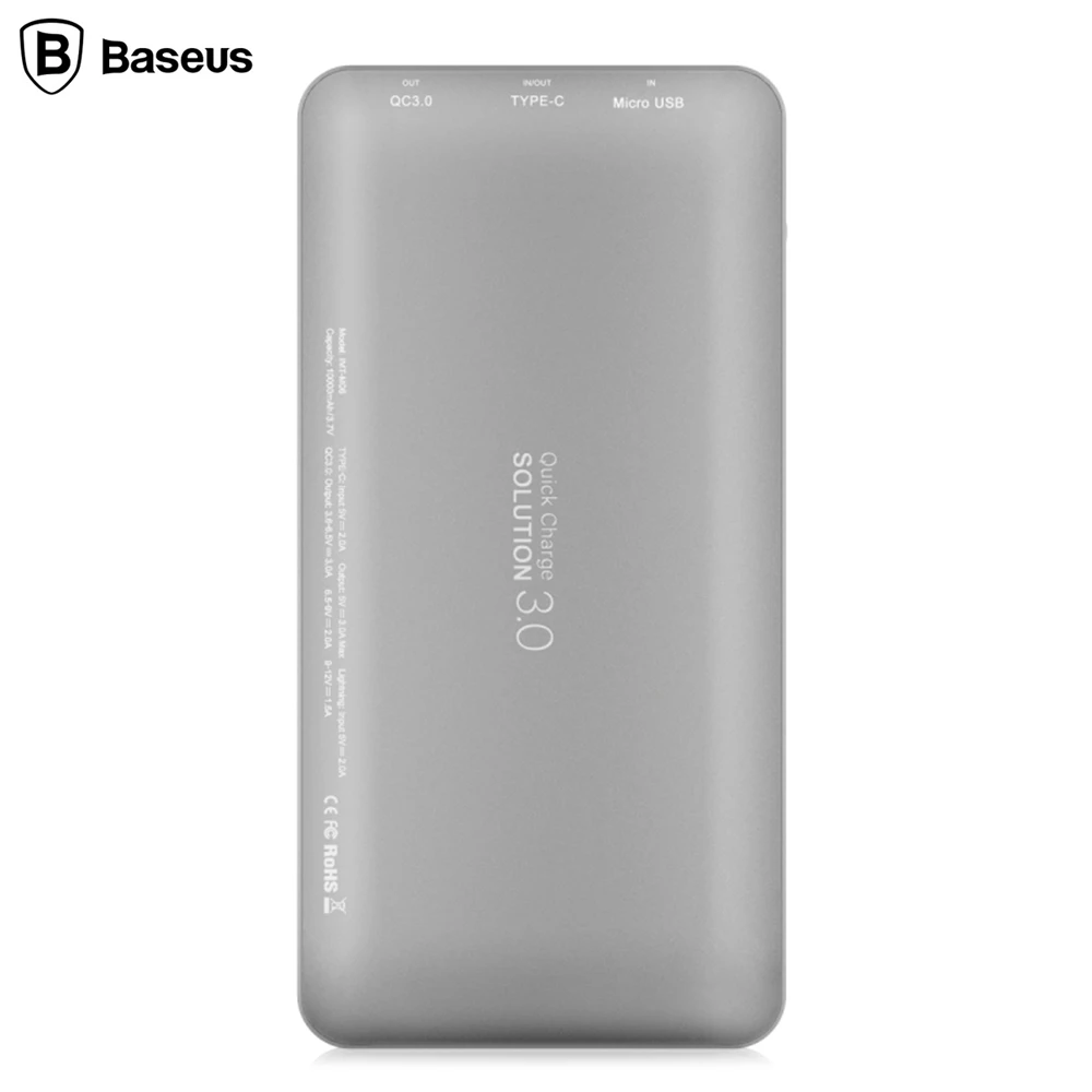 BASEUS QC 3.0 10000 мАч 8 Булавки к Тип-C/Micro Тип-C Портативный Универсальный Быстрый