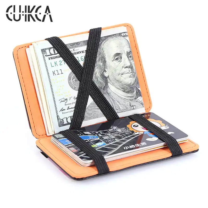 CUIKCA, Корейская версия, волшебный кошелек, зажимы для денег, женский, мужской кошелек, кошелек, ультратонкий, Carteira, тонкий кожаный кошелек, ID, чехол для кредитных карт - изображение