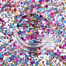 Rm321-291 смесь цветов и в круглый горошек формы металлический блеск для ногтей макияж и DIY украшения