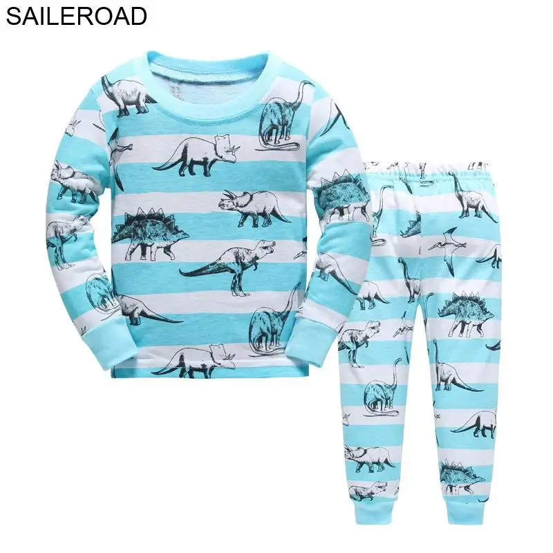 SAILEROAD Мультфильм Динозавр Мальчик Пижамы Костюмы Осень Зима Ночной Костюм Хлопок