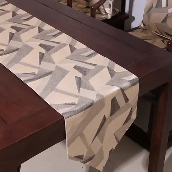 

Modern European style light luxury wind table flag cover Beige white geometric design table runner for home hotel wedding decor