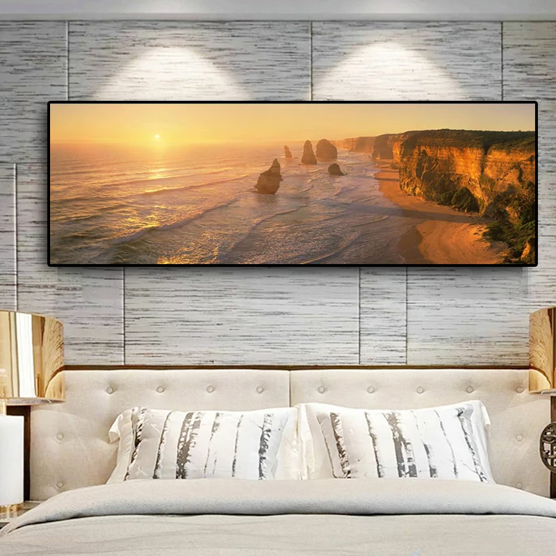 Sunsets Природный морской Горный пейзаж холст живопись Куадрос плакаты и принты скандинавские настенные картины для гостиной