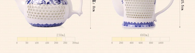 Традиционный китайский улей синий белый фарфоровый чайник 660 мл Древний китайский керамический чайный горшок пуэр Kongfu чайный сервиз время самовар