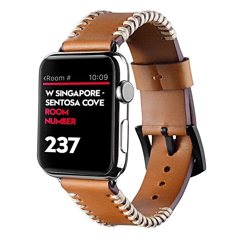 Ремешок для Apple Watch Band 42 мм iwatch Series 5 4 кожаный браслет растительного дубления