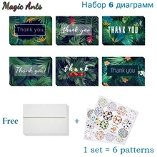 Цветочные спасибо открытка с конвертом наклейки на заказ приглашения Note card пустой внутри открытки 6x4 подарочные карты