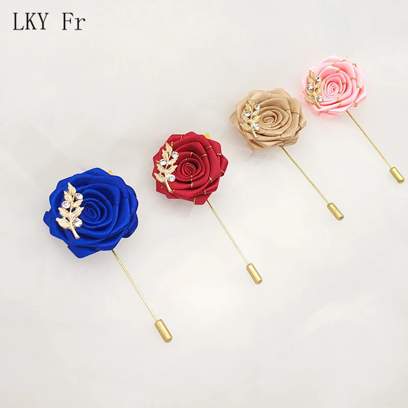 

LKY Fr Boutonniere Buttonhole ManCorsage Pins Groom Boutonniere Men Wedding Witness Rhinestone Wedding Boutonniere Flowers Prom