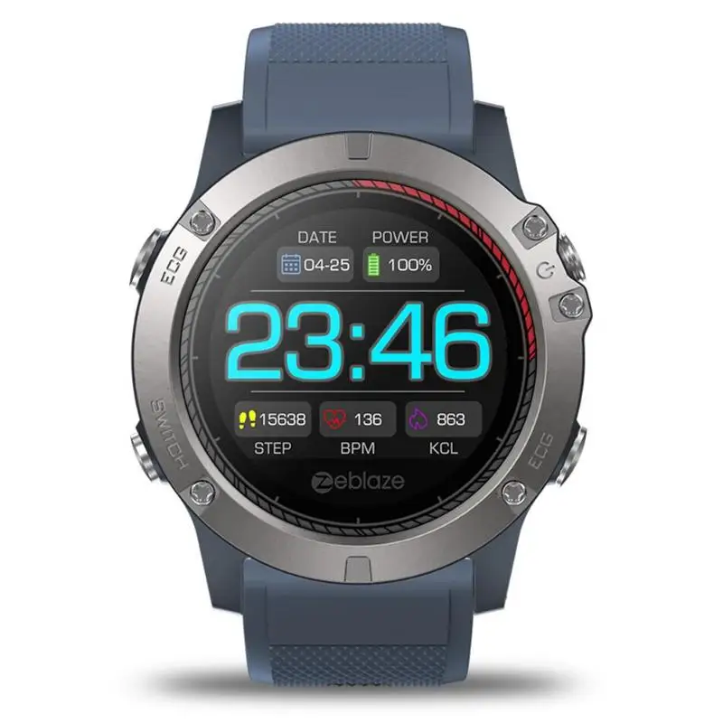 Синий Zeblaze VIBE3 ECG IP67 Смарт-часы монитор сердечного ритма шагомер трекер активности бег отслеживание маршрута Bluetooth 4,0 Wacthes - Цвет: Синий