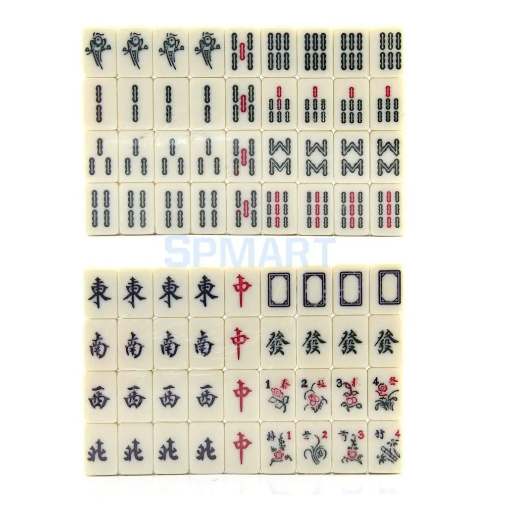 Mini Mahjong Mahjongg Mah Jongg Mah-Jongg Majiang Travel Board Game Set Chinese Traditional Mahjong Games 144 Tile in Case Toy