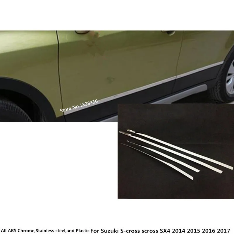 Car cover detector stainless steel Side Door Body trim sticks Strips Molding For Suzuki S cross