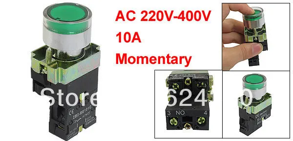 

AC 600V 10A Green Sign Signal Light Lamp Momentary Non-Lock Push Button Switch 22mm 7/8" 1 NO N/O Normally Open