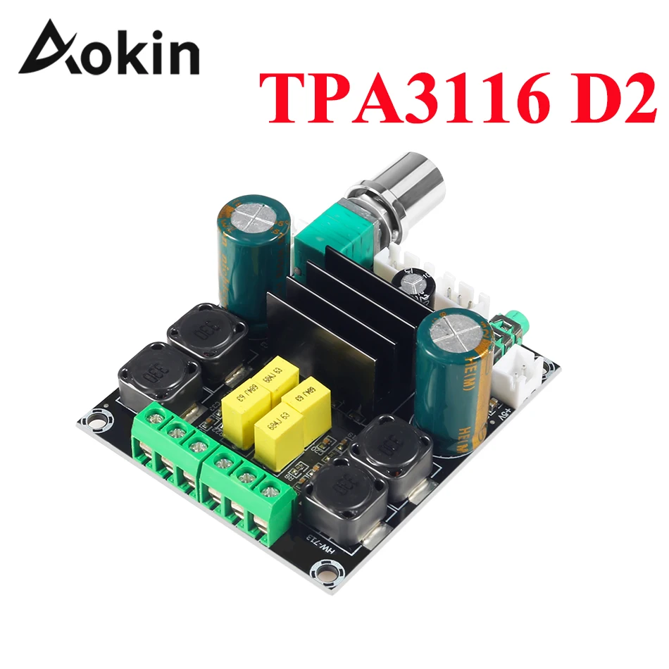 

Aokin TPA3116 D2 50 Вт x 2 высокомощный цифровой аудио музыкальный усилитель, плата, стерео усилитель, Плата усилителя динамика