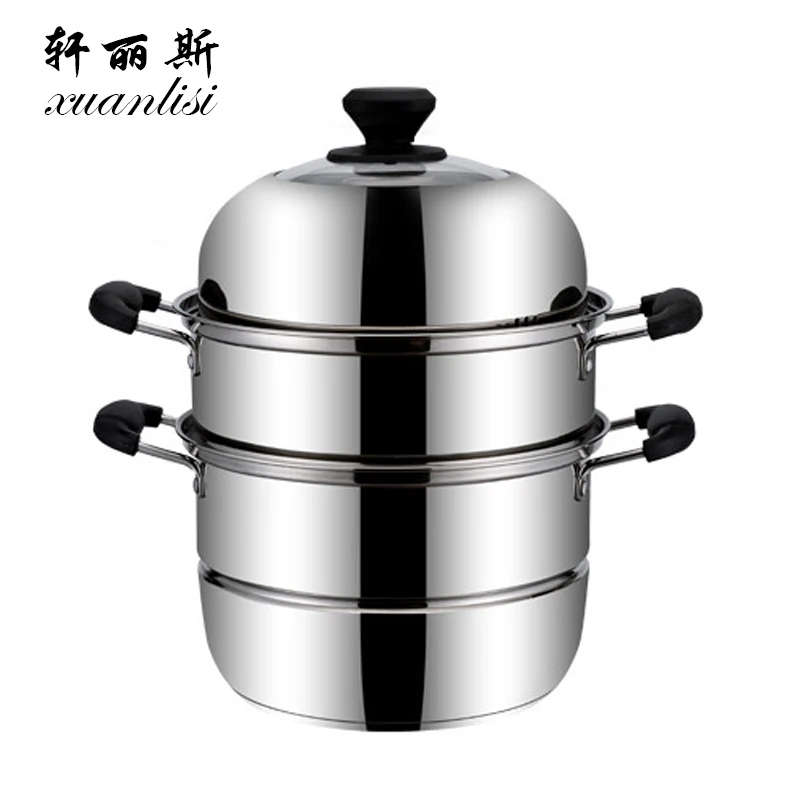 Stainless steel steamer thickened double bottom small steamer 2 layers