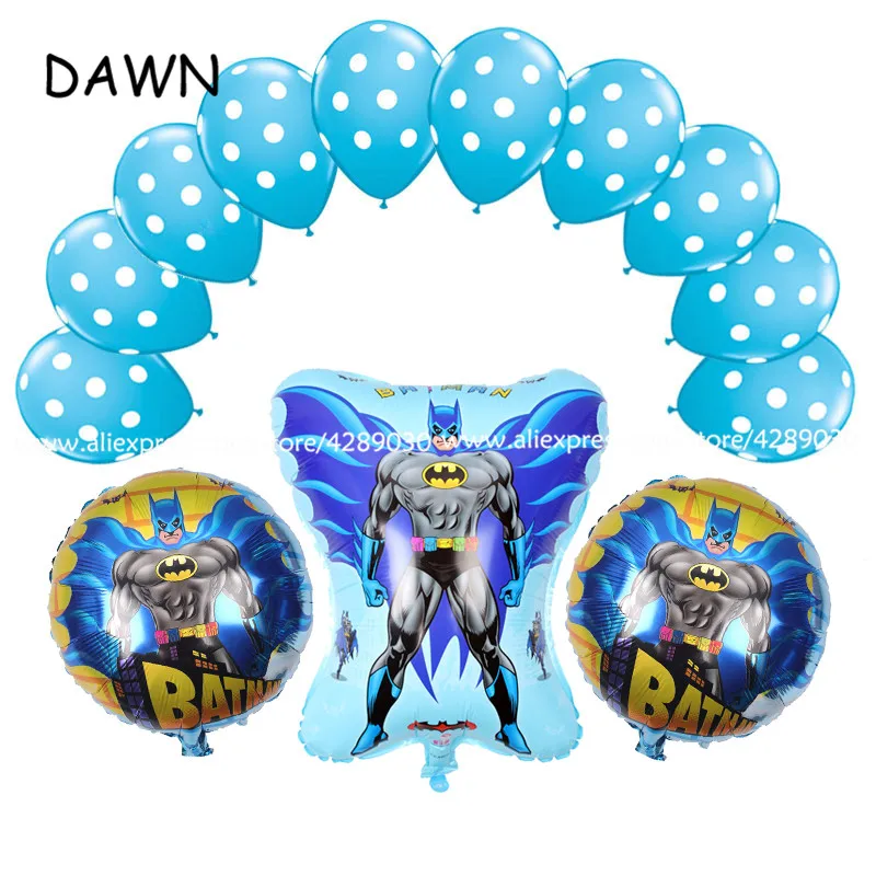 13pcs/lot Batman Foil Balloons round Helium Latex Globos Baby Shower Birthday Party Decor