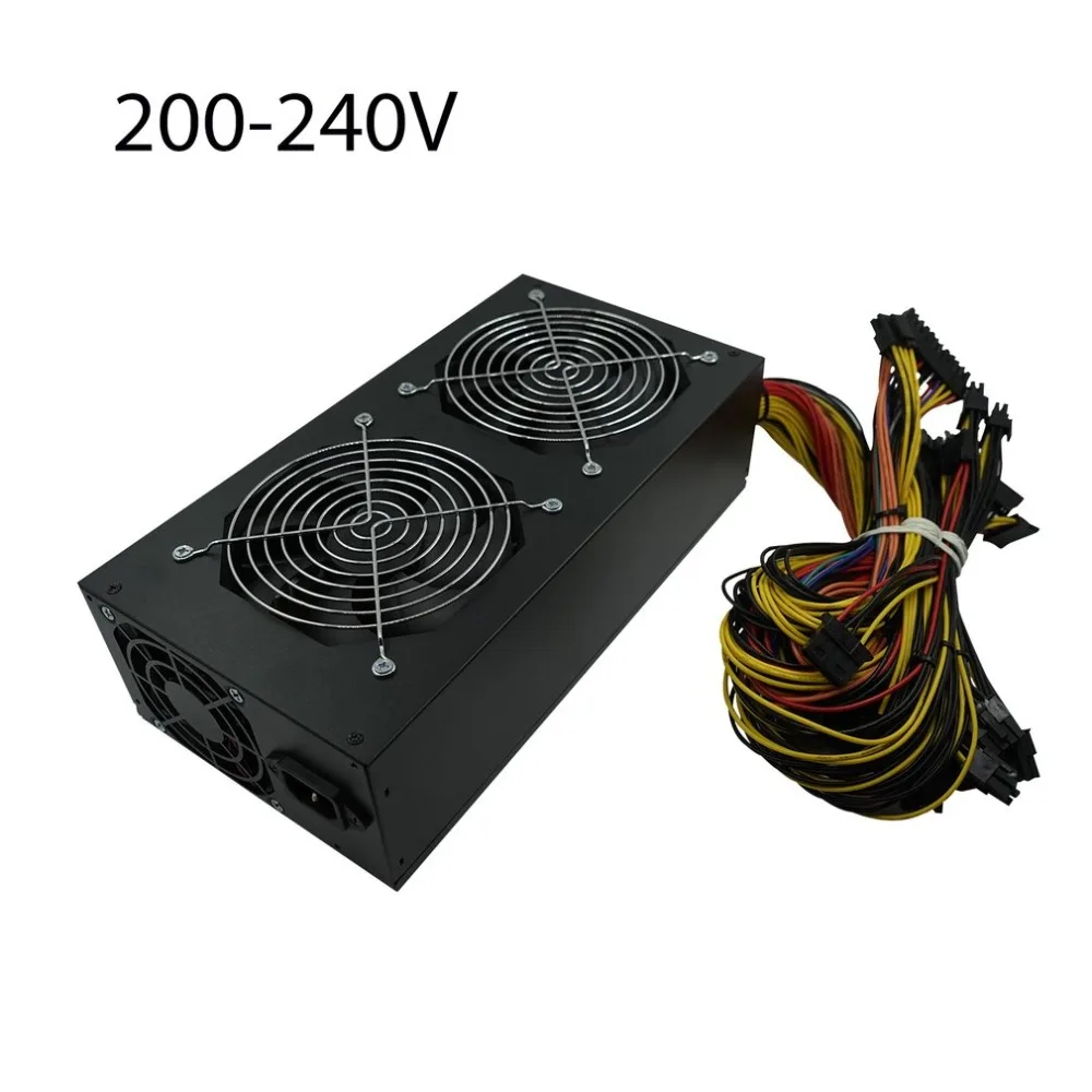 1650W ATX Power Supply PFC Type with 3 Fan For Eth font b Rig b font