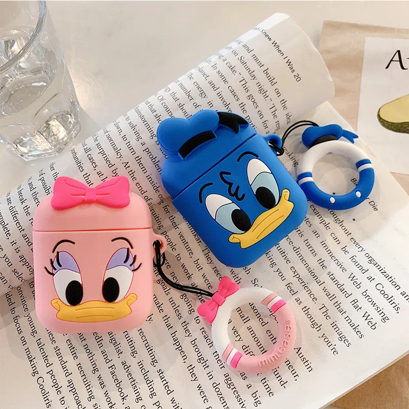 Мягкий силиконовый чехол с милым рисунком Микки и Минни для Apple Airpods, чехол, беспроводные Bluetooth игрушечные наушники, Дональд Дак, чехол