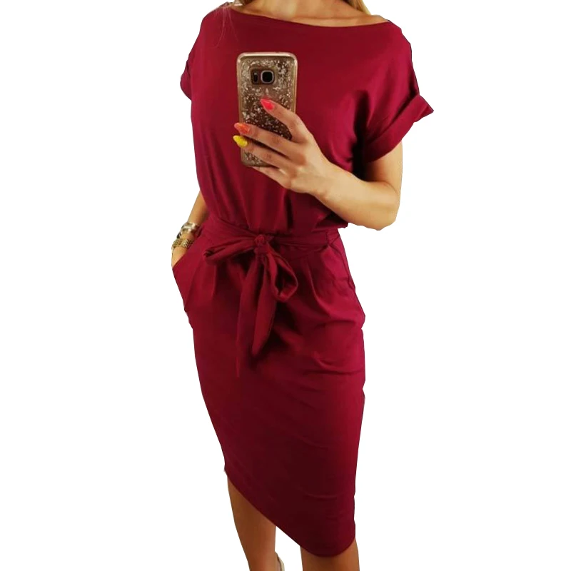 

Women 2018 New Spring Summer Dress Slim Bodycon Bandage Dress Dress Solid Sexy Casual Short Sleeve Knee-Length Sundress GV451