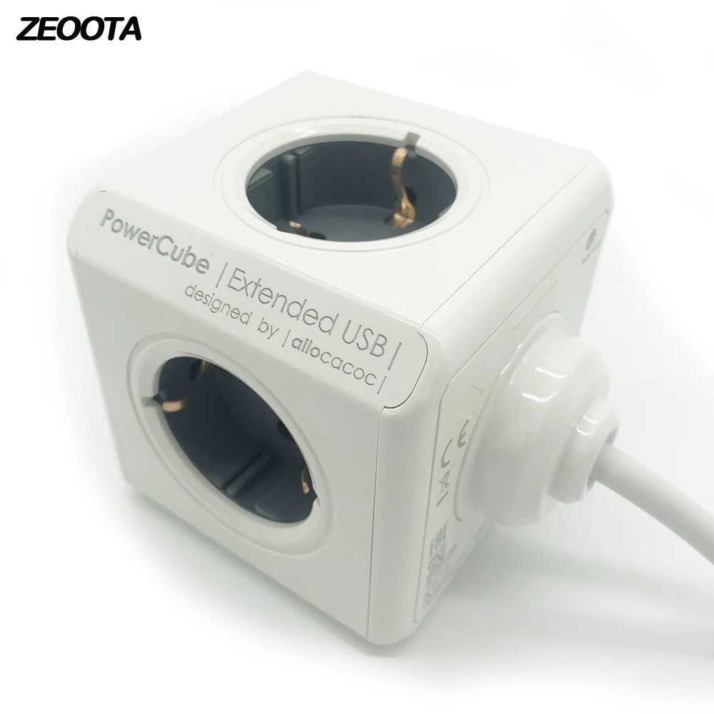 

Multi Power Strip Smart Home Extended PowerCube Socket DE/EU Plug 4 Outlets Dual USB Extension travel Adapter with 1.5M/3M Cable
