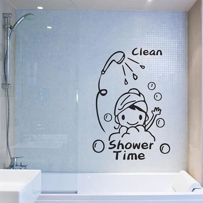 Wall Sticker Clean Shower Time Cute Little Girl Child Bathroom Glass Door Wall Stickers Home Decoration Stickers Wall Sticker Clean Shower Time Cute Little Girl Child Bathroom Glass Door Wall Stickers Home Decoration Stickers