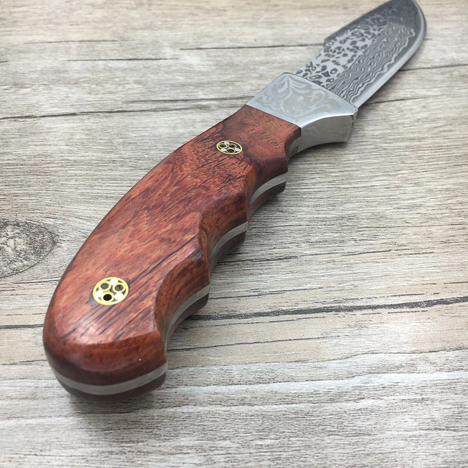 Ручной Кованый дамасский охотничий нож фиксированный нож эбеновая ручка дамасский стальной прямой нож