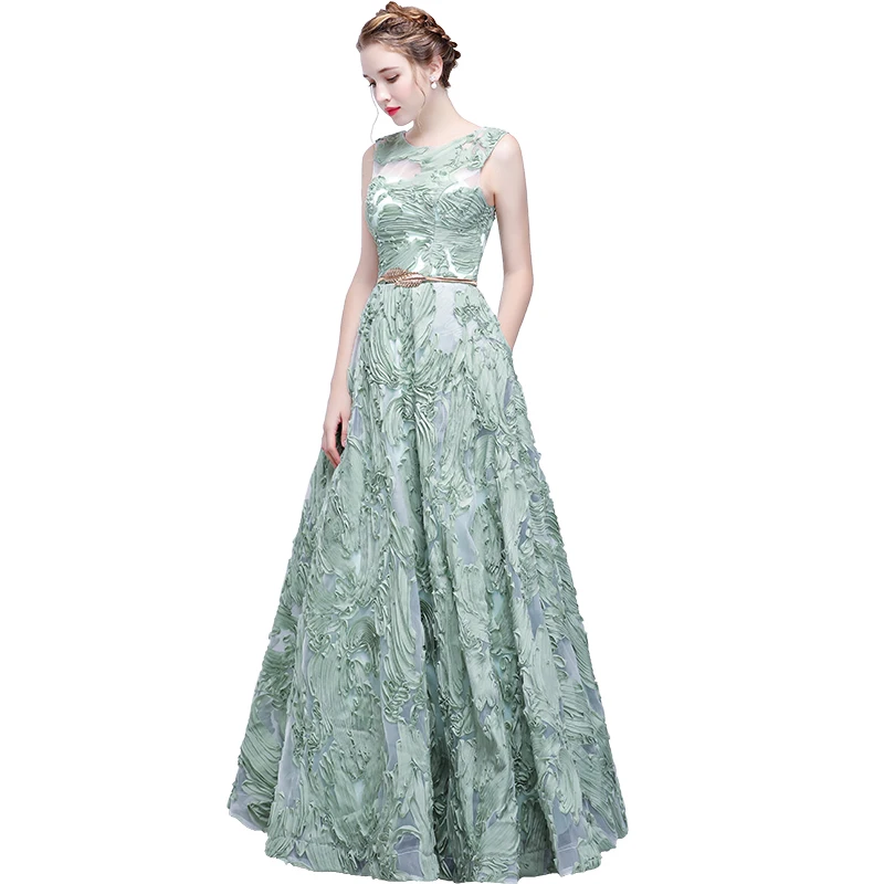 Fresh light green students party Evening Dress 2018 New prom gowns appliques homecoming dresses vestido longo para festa