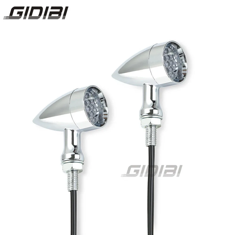 

Chrome 15 LED Turn Signals Tail Brake Light Turn Signals Light With 10mm Thread For Harley Cruiser Chopper Custom Bike Touring