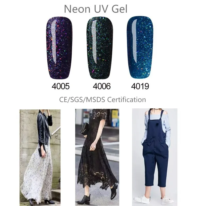 Зация Профессиональный Дизайн ногтей 3D Lucky 7 мл блеск Neon Гели для лак Soak Off УФ