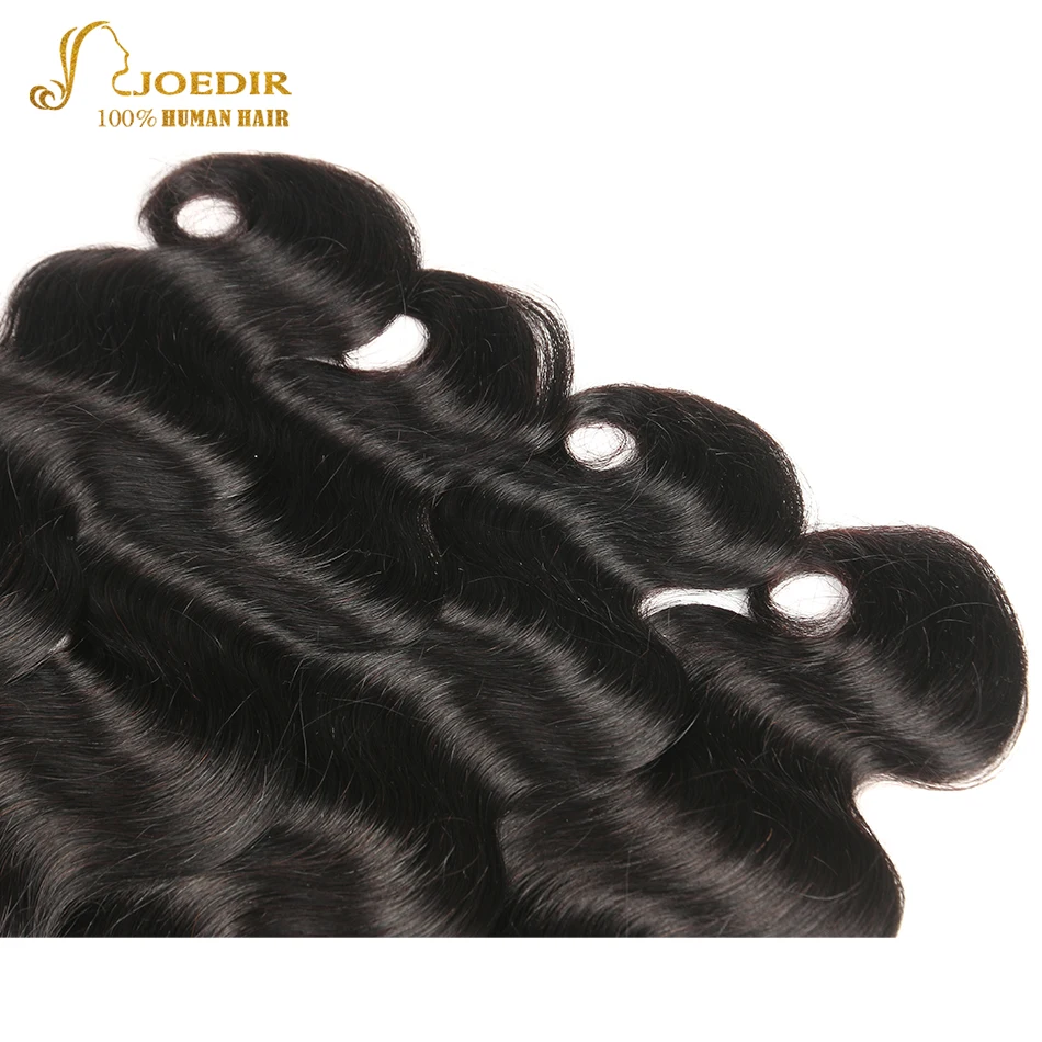 Joedir Brazilian Human Hair Extension 4 Bundles Human Hair Bundles With 13X4 Lace Closure Human Hair Bundles Natural Color