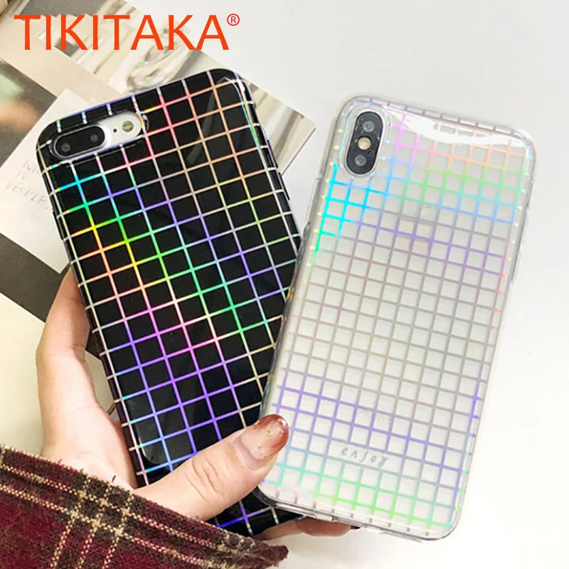 TIKITAKA Simple Laser Plaid Phone Case for Iphone 7 7plus