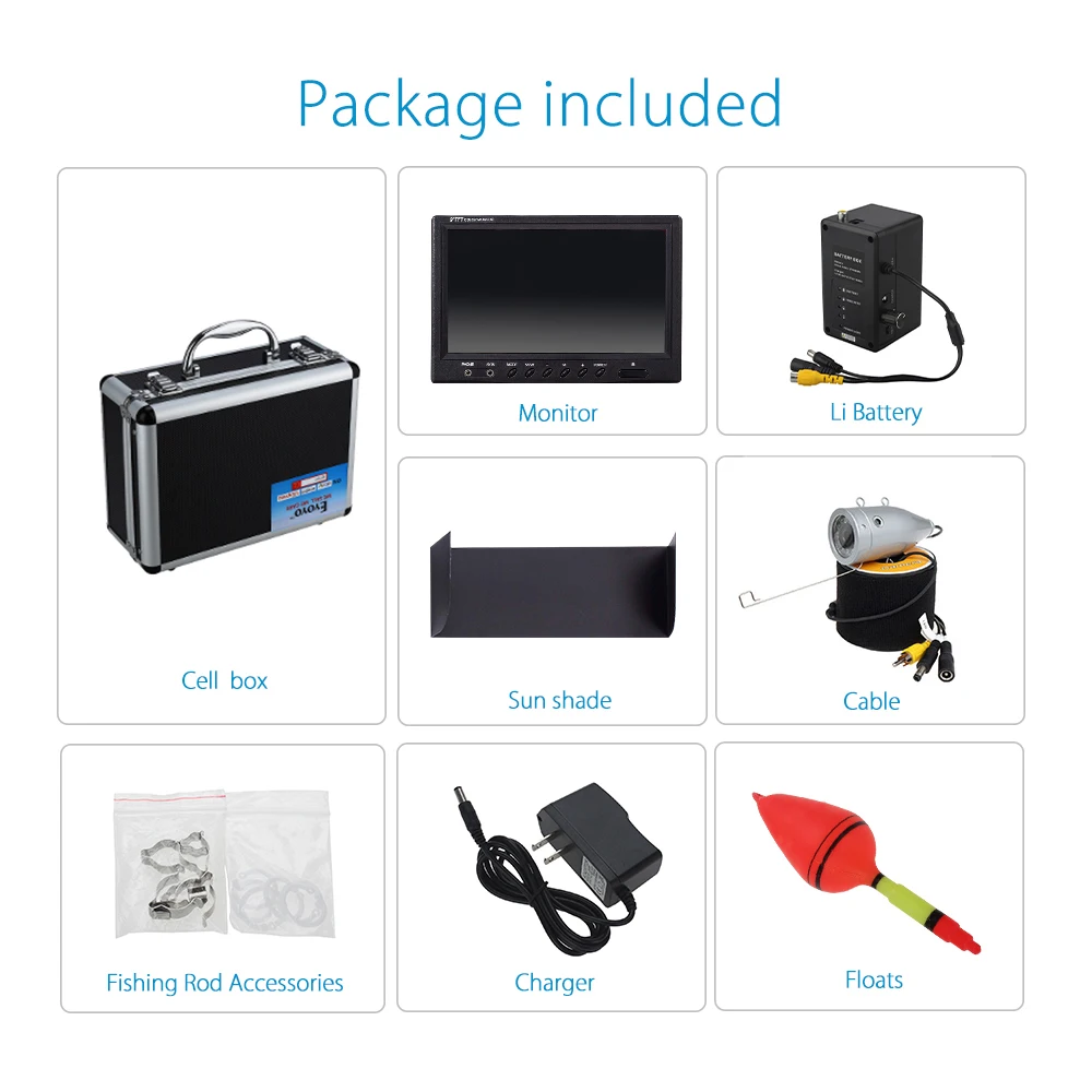 Eyoyo Underwater Fishing Camera 9 inch LCD Monitor HD 1000TVL  Waterproof DVR Video Cam (Infrared Lights 30m cable) Eyoyo Underwater Fishing Camera 9 inch LCD Monitor HD 1000TVL  Waterproof DVR Video Cam (Infrared Lights 30m cable)