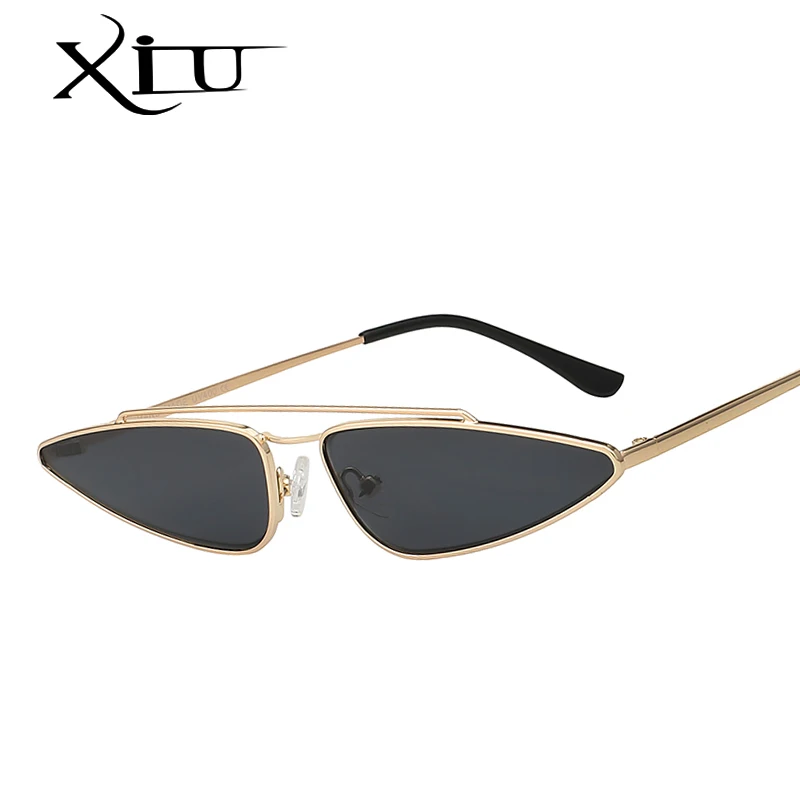 XIU брендовые дизайнерские солнцезащитные очки Cateyes женские модные металлическая
